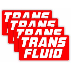 Unbranded 4-pack 2x4 inch TRANS FLUID Vinyl Stickers Decals Labels Oil Drum Transmission