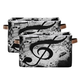 AUUXVA - Cesta de almacenamiento Ombra para pintura artística, almacenamiento de notas musicales, caja de cubeta de lona duradera, plegable, cesta organizadora de juguetes con asas para estantería, clóset, recámara, oficina en casa