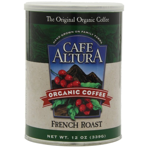 Cafe Altura Ground Organic Coffee, French Roast, 12 Ounce (Pack of 3)