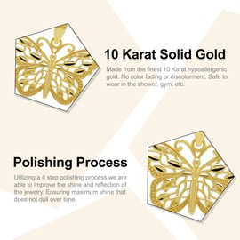 Charm America - Gold Butterfly Charm - 10 Karat Solid Gold - Butterly Pendant Jewelry (Style 2)
