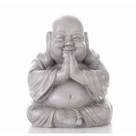 Hi-Line Gift Ltd. Smiling Buddha Praying Statue Tabletop Decoration Home Yard Ornament Resin