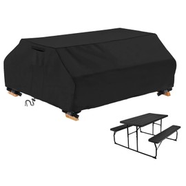 AKEfit Waterproof Picnic Table Covers 6FT Heavy Duty Oxford Cloth Wind Dust Proof Anti-UV Outdoor Indoor Patio Picnic Table Bench Cover 70 / 72 Inch,Black, JINGPU-13-B1