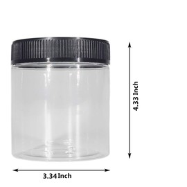 16oz Clear Plastic Jars With Lids, Airtight Container Ideal For Dry Food, Peanut Butter, Honey Jam, Cream, Bathroom and Storage(set of16)