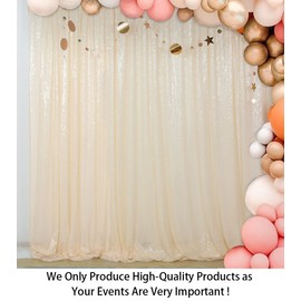 ShinyBeauty 20ftx10ft Sequins Fabric Backdrop Curtain-Ivory Backdrop for Photoshoot Beige Glitter Backdrop for Parties Ivory White Photo Backdrop Wedding Decoration