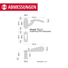 GedoTec Door Handles Matte Black Antique | Tilly-R | 1 Door Handle Set - Design Handle Set Garden Gate Made of Wrought Iron | PZ Profile Cylinder | Door Fittings Interior Doors Handle Set Front Door