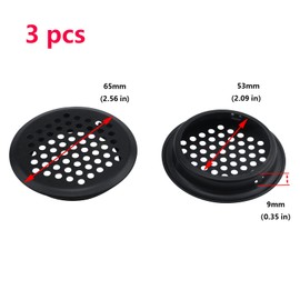Antrader Black Louver Vents Stainless Steel Round Mesh Hole Air Vents 53mm/2inch Mounting Diameter 3 Pack