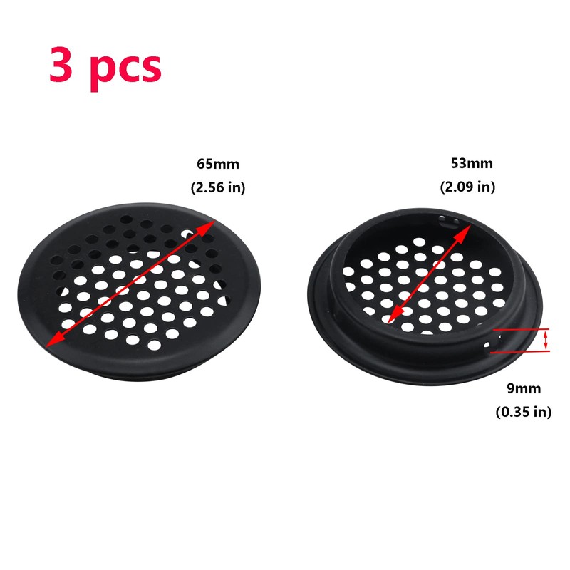 Antrader Black Louver Vents Stainless Steel Round Mesh Hole Air