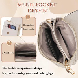 VX VONXURY Small Crossbody Bag for Women, PU Leather Cross Body Cell Phone Purse Designer Shoulder Bag with Adjustable Strap (Beige)