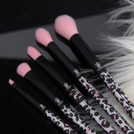 MODA Pink Leopard Eye Kit – 6pc Vegan Eye Makeup Brush Set with Bold Animal Print Design
