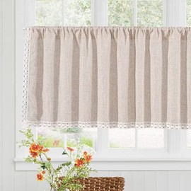 Curtain for Small Windows, Light Blocking, Cafe Curtain, 17.7 inches (45 cm) Length, Northern Europe, Stylish, Linen, Cotton Linen, Small Window Curtain, Divider, Tension Rod, Blindfold, Storage Shelf, Small Window, Kitchen, Cafe, Washroom, Cafe Store, R