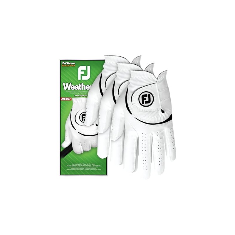 FootJoy WeatherSof Men's 3-Pack Golf Glove, White