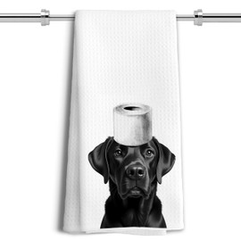 LUKIPOM Funny Black Labrador Retriever Hand Towels for Bathroom Decor, Black Lab Gifts,Dog Mom Gifts, Dog Bathroom Decor, Funny Kitchen Towels, 16x24 Inches