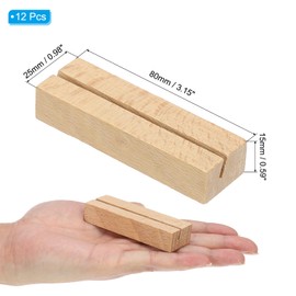 PATIKIL Wood Place Card Holder, 12Pcs Table Sign Holder Table Number Holders Name Card Stands for Photo Menu Display Wedding Ceremony Birthday Party Decorations, Wood