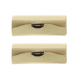 Motique Accessories Gold Solid Satin Ladies Lipstick Case With Mirror Purse Holder Set of 2