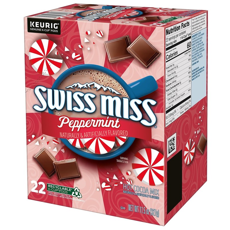 Swiss Miss Chocolate Peppermint Hot Cocoa Mix, Keurig K-Cup Pod,