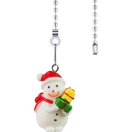 Hyamass Ceiling Fan Pull Chain Set, 12inch Christmas Snowman Charm Pendant Ceiling Fan Danglers Fan Pulls Chain Extender with Ball Chain Connector(Style A)