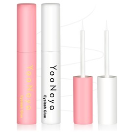 YOONOYA Eyelash Glue, Pack of 2 (2 x 8 ml), Latex Eyelash Glue, White Eyelash Glue, Clear, Durable (16 ml 0.56 oz)
