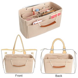 Yoillione Women's Bag Organiser Felt Inner Pockets for Handbags Insert, Bag in Bag Organiser Felt Handbags Organiser Medium, Beige Bag Organiser, beige, Pocket organiser