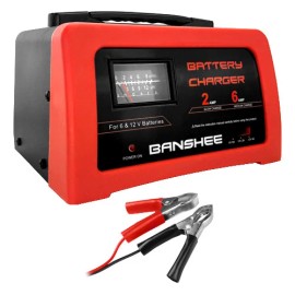 Banshee 6V 12V Amp Volt Vehicle Battery Charger Overcharge Protection Alligator Clamps