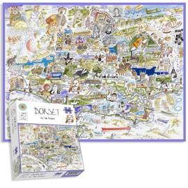 Comical Map Of Dorset, Artwork By Tim Bulmer - 1000 Piece Puzzle For Adults, Large Puzzle 66cm X 50cm In Size. Challenging To Complete But Fun And Humorous
