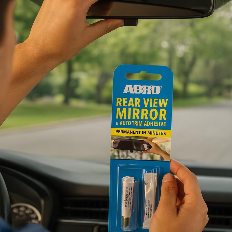 ABRO Rear View Mirror Adhesive, Two-Step Application, Ultra-Strong Permanent Bond,