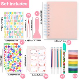 Kids Scrapbook Self Adhesive Photo Album 25 Pages Hard Cover DIY Photo Album for Instant Camera Print Paper with DIY Accessories (Pink)