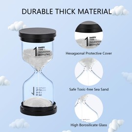 1 Minute Sand Timer, Plastic Sand Clock for Kids, Acrylic Unbreakable Hourglass, Small Sandglass 1 Min for Classroom,Game,Decorative (White)