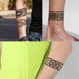 GLARYYEARS Barbed Wire Temporary Tattoo - 18 Pack Super Long size, Realistic & Boho Maori Style Fake Tattoos, Long Lasting ArmBand for Wrist, Ankle, Arm Band Circle Tattoos, Tribal and Totem