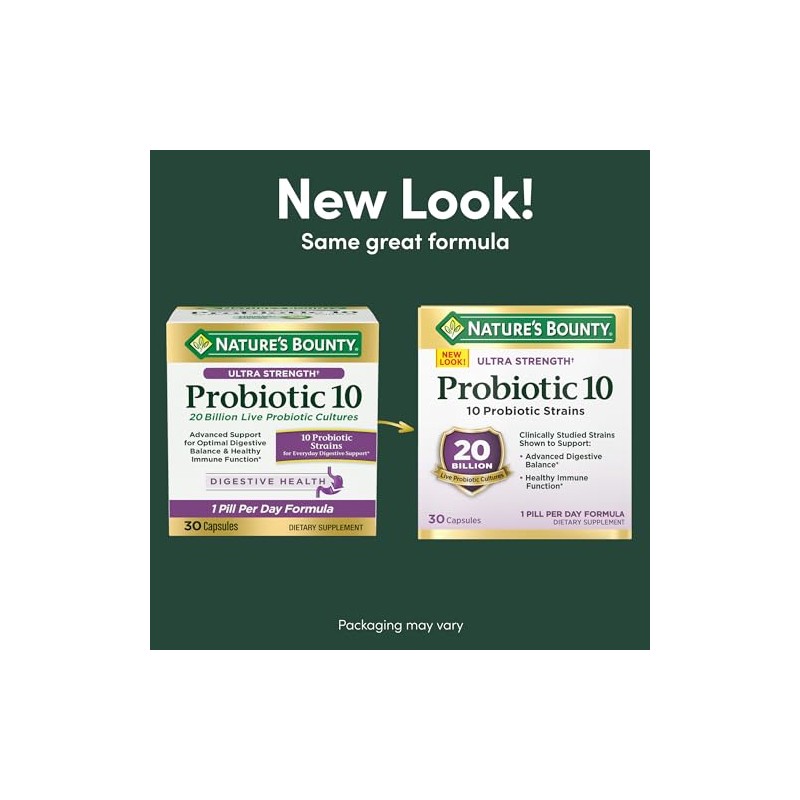 Nature's Bounty Probiotic 10 Daily Probiotic Supplement for Digestive, Immune,