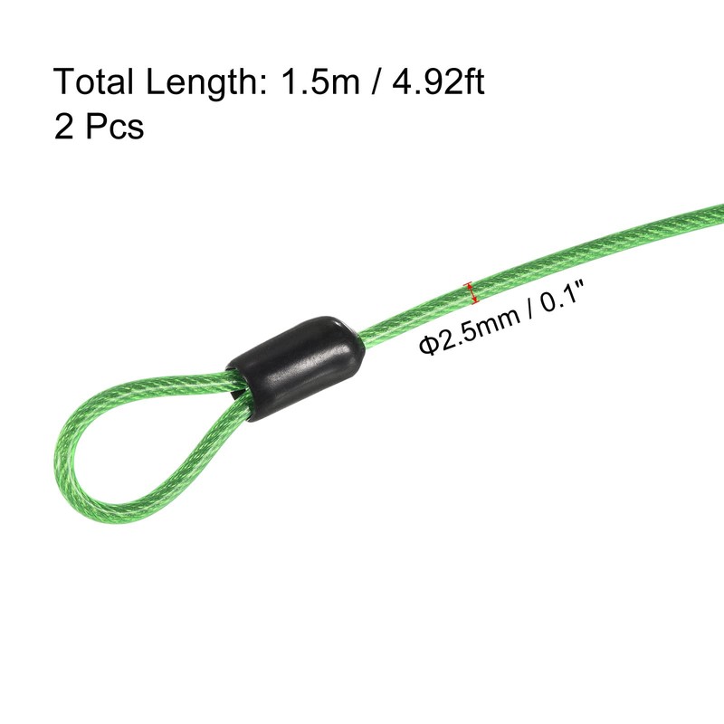 PATIKIL 2-Piece Security Wire 1.5m×2.5mm with Double Loop, Wire Rope,