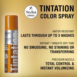 Red by Kiss Tintation Temporary Hair Color Spray, Instant Gray Root Touch Up Coverage, Water-Resistant & Smudge-Proof, Easy Wash Out, Barber & Hairline Touch-Up, Quick-Dry (Light Brown, 2.82 oz)