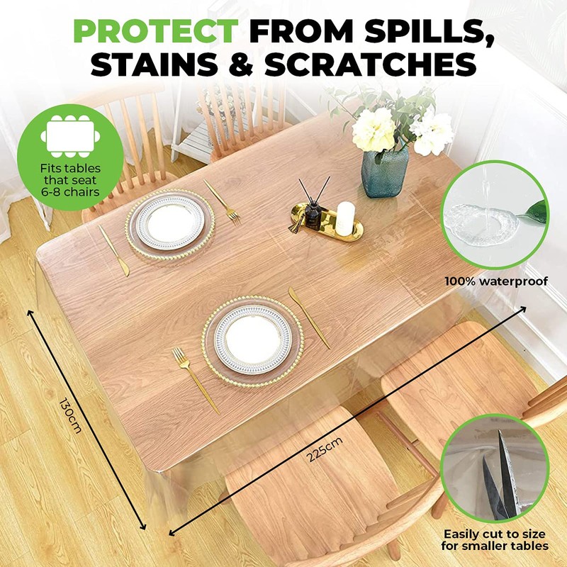 [2PCE] Home Master Damask Luxurious Clear Tablecloth Protector Rectangle Elegant