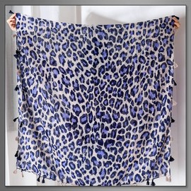 BUZZxSELECTION SK018 Women's Scarf, Leopard Pattern, Casual, Afghan, Large, Cotton Linen