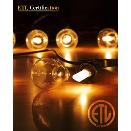 Lightdot 200 FT (2x100FT) Outdoor Led Patio Lights, ETL Listed Led String Lights with Shatterproof Edison Vitage Bulbs, Commercial Grade Hanging Light for Patio Cafe Bistro Backyard