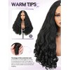 Yaki Curly V Part Wigs Black Loose Wave Wig with
