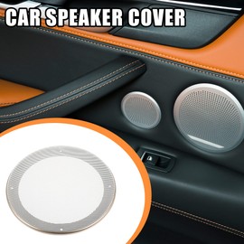 X AUTOHAUX 2 Pcs 6.5" Car Speaker Cover Mesh Subwoofer Grill Horn Guard with 8 Screws Metal ABS White Gold Tone