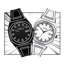 Weicam Women Unique Manga Watch Octagonal Dial Silicone Strap Luminous Analog Quartz Sketch Wrist Watches with Calendar (White)