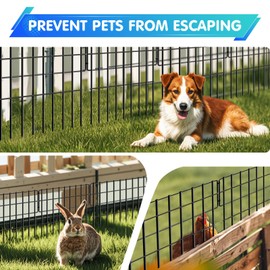 10 Panels No Dig Fence, 10.8ft(L) x 17in(H) Dog Digging Fencing Barrier, 1.2in Gap Animal Barrier for Bottom of Fence, Rustproof Metal Garden Edging Border Ground Defense Blockers for Outdoor Patio