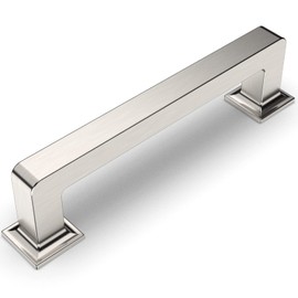 Amerdeco 10 Pack Brushed Satin Nickel Cabinet Pulls 3-3/4 Inch(96MM) Hole Centers Kitchen Cabinet Handles Cabinet Hardware Kitchen Handles for Cabinets Cupboard Handles Drawer Pulls ZH0019