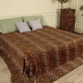 MACEVIA California King Blanket for Bed, Flannel Fleece Big Soft Blanket, Huge Blankets 120"x120" Cozy Warm Comfort, Extra Large Soft Plush Giant Blanket for Travel Camping 260GSM (Brown Leopard)