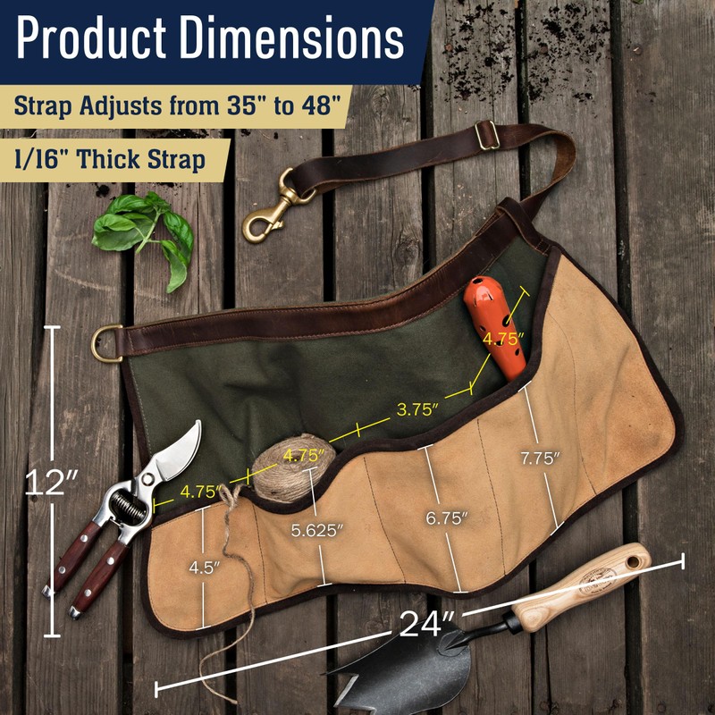 Garden Apron with Pockets - Cowhide Suede and Water-Repellent Military-Grade