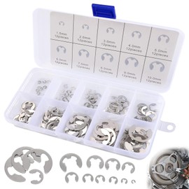Snap Rings, E-Rings, Set of 120, M1.5-M10, 304 Stainless Steel, Oil-Resistant, Durable, with Storage Case, E-Shaped Retaining Ring, Tool Set, Storage Box Included