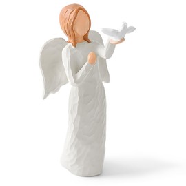 Angel Figurines for Women, Angel of Peace Statue Holding Dove Figurine, Sympathy Gift Angel Sculpted Hand-Painted Figurine Christian Catholic Religious Angel Gifts for Peace Freedom Love