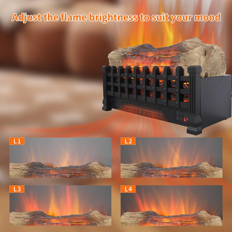 Innoflame 21" Electric Fireplace Log Set, Fireplace Insert with Realistic