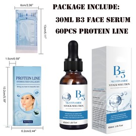 Mikabila mask (04)30ml Niacinamid Serum,Reduziert Pigmentflecken, Poren-verfeinerndes Gesichts-Serum mit 5% Niacinamid (Vitamin B3),60 Stück Kollagenfäden Lifting,für Seidenfaden Lifting