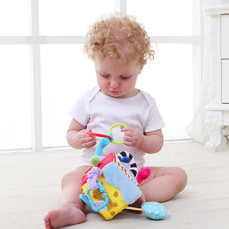 Baby Kids Toys Cartoon Cube Rattle Teether Toys Cubes for
