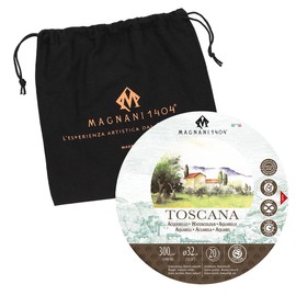Magnani 1404 Toscana Rough 100% Cotton Watercolor Paper BlockBlock, 20 Sheets, 140 lb, 12.6" Round Watercolor Paper, Acid-Free, UV Resistant, Vegan Sized, Made in Italy