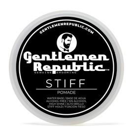 Gentlemen Republic 8oz Stiff Pomade - Lightweight All-Day Hold with High Shine Finish, Alcohol-Free and Paraben-Free Formula, Suitable for Thick Hair