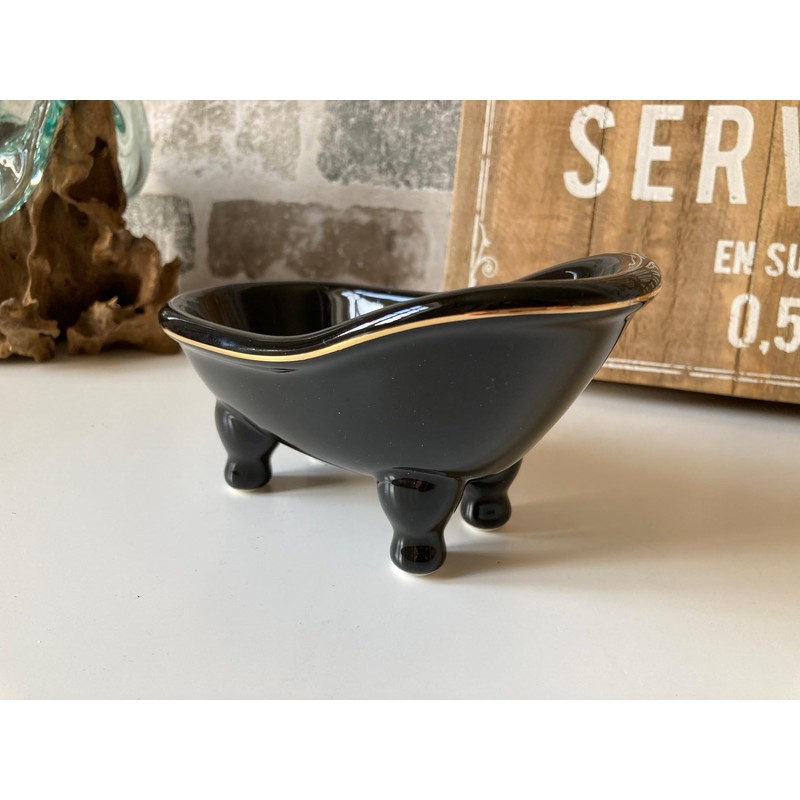 MAISONICA Black Gold Soap Dish Holder Ceramic Bathroom Decor Accessory