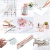 Rose Gold Marble Desk Accessories, Office Supplies Set Stapler Staple